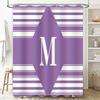 Modern Bath Shower Curtain with Stripes Personalization: Lavender M Purple White Bathroom Decor Monogram Initials Letter Print C