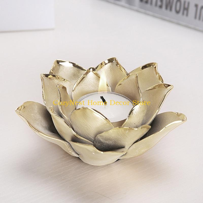 92MF Flower Candle Holder Ceramic Tea Light Holders Candlestick Stand Table Decor