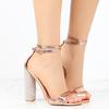 Sandals Women Heeled Rhinestone Ankle Strap Pumps Super High Fashion Heels