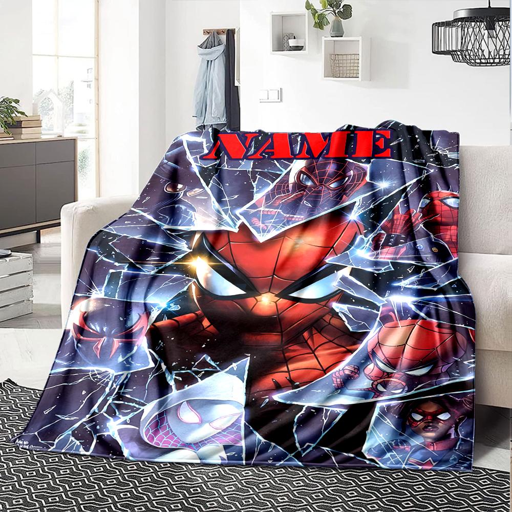 Customiz Name Personality Spider-Man Blanket Soft &Warm Sofa Office Bed Travel Lunch Break Blanket, Gift Suitable All Seasons