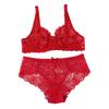 Women's Hollow Non-Padded Underwire Bra Sets 2PCS Sexy Ultra-Thin Lace Push Up Bra Panty Set for Women