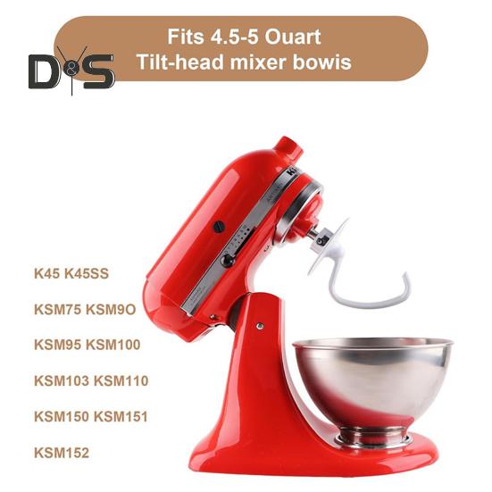 Deigkrok-tilbehør for Kitchenaid kjøkkenmaskin K45 K45SS KSM90 KSM150 KSM75 KSM103 Erstatning for brødkrok Kompatibel med 4,5-5 qt boller Blender