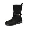 Augustine black Martin boots women's 2025 new autumn platform-soled retro short boots medium tube British western boots