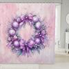 Pink Christmas Bathroom Curtain Cute Kawaii Bowknot Bell Shower Curtain Holiday Wreath Princess Style Bathroom Accessories For