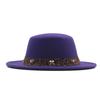 New big-brimmed top hat men's and women's retro British flat-top flat-brimmed woolen hat sun hat