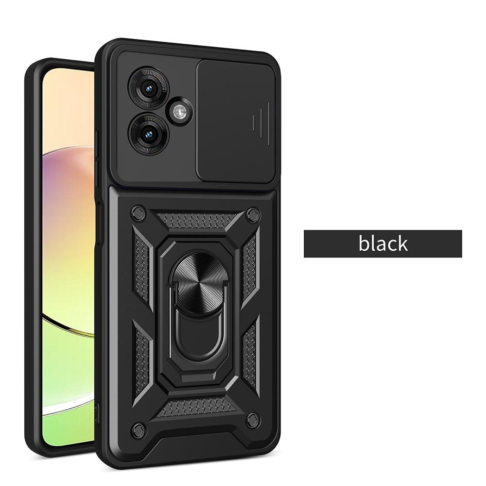 

Чохол для Motorola Moto G55 Case Armor Slide Захист об єктива камери Задня кришка для Motorola G55 5G Кільце-підставка Ударостійкий Funda for Motorola G55 чорний