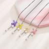 Flower Pearl Fringed Ear Line Removable Pink And White Small Flower Ear Chain Female Korean Version Internet Celebrity Dopamine Series Earrings