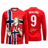 Norwegian Fans' Football T-shirt Number 9 Training Jersey Quick-drying Sportshirt Men's Long-sleeved Top Women's Tee Streetwear