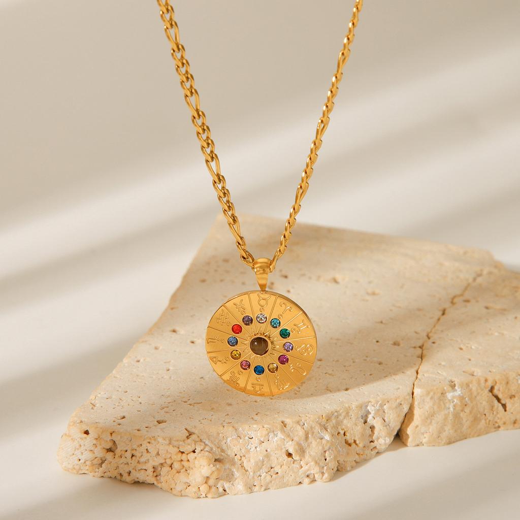 Zodiac Sign Pendant Necklace With Crystal Accents Stylish Layering Chain For Women Minimalist Jewelry Gift