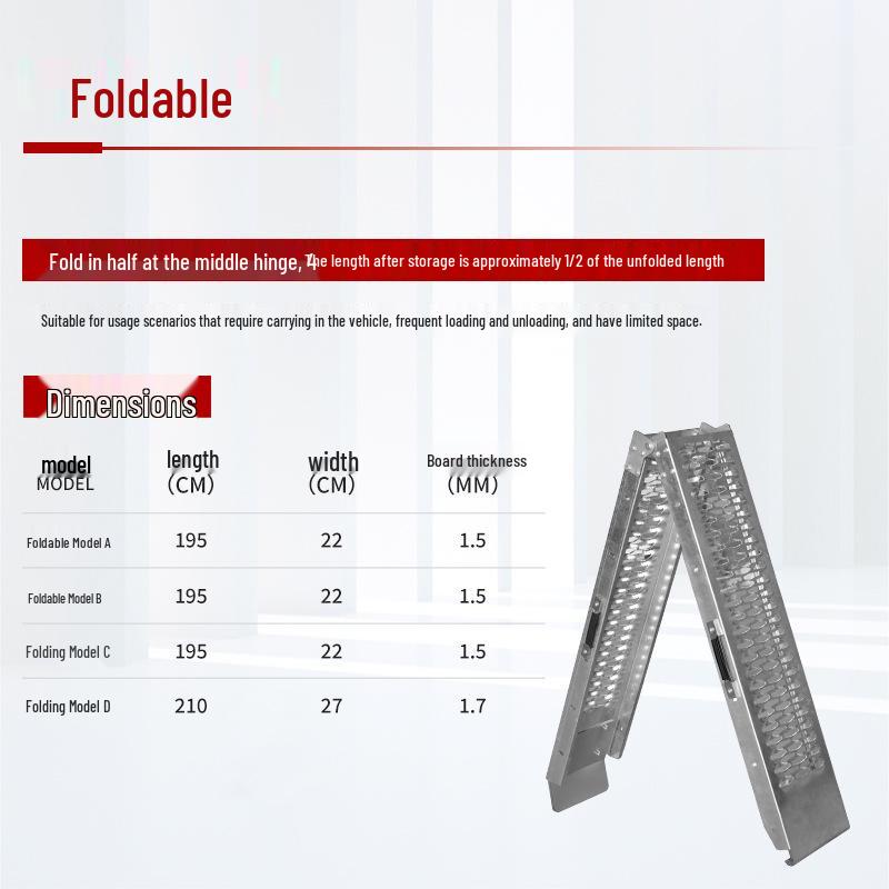 Folding Motorcycle Trailer Ramp with Ladder Steps