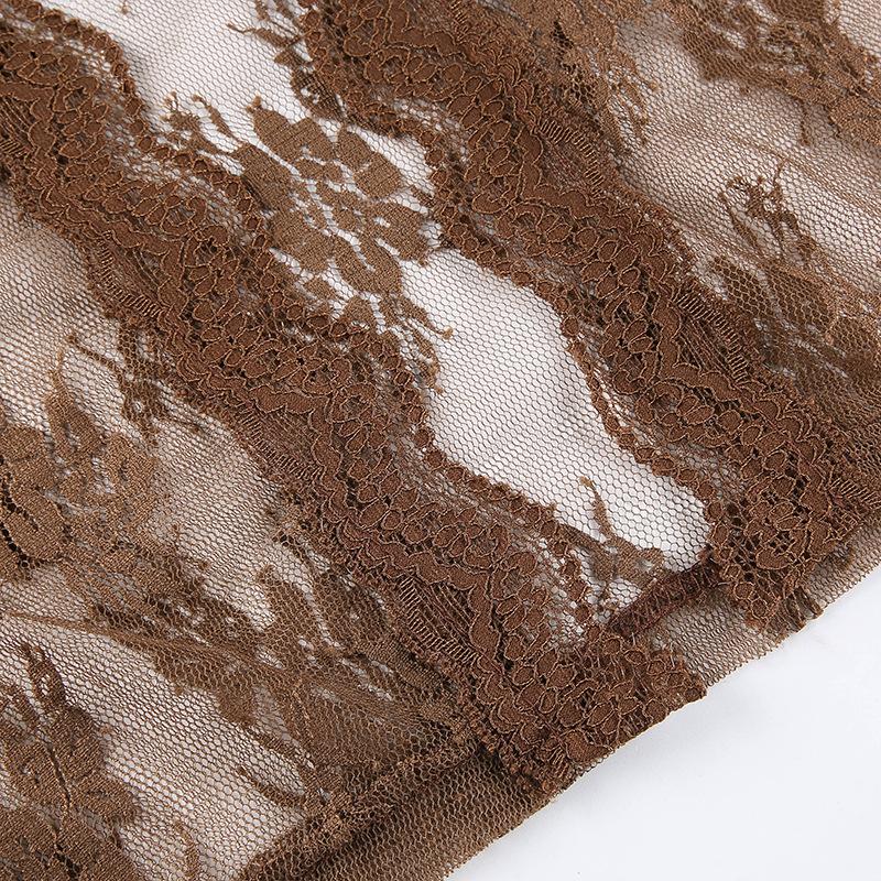 Bluză din dantelă din plasă pentru femei de vară cu mânecă lungă în perspectivă subțire Top guler în V Cardigane din dantelă Cămașă Crop tops