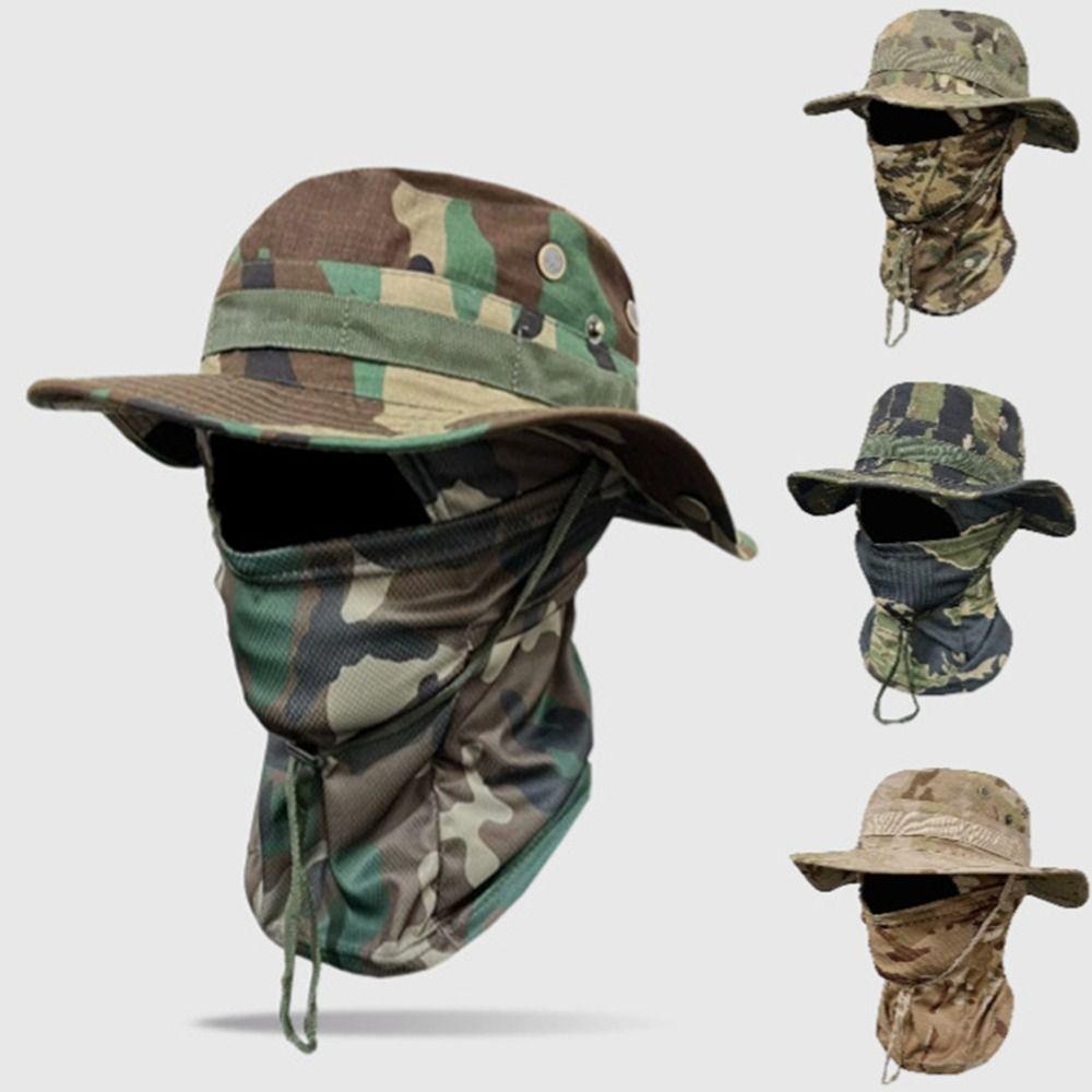 

UPF 50+ Camouflage Balaclava Hat Face Cover Bucket Hat Fashion Fishing Boonie Hat Hiking 07