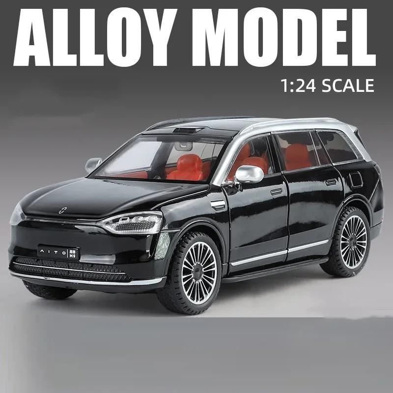 1/24 Diecast-Legierungsauto-Modell, AITO M9, Abnehmbare Räder, Gummireifen, Licht-Musik-Auto, SUV, Kindergeburtstagsgeschenk