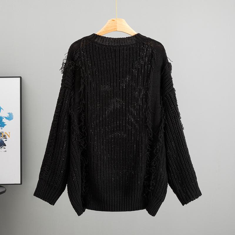 New Korean Style Solid Sweater Women Vintage Oversize Knit Jumper Female Autumn Long Sleeve O-neck Pullovers Tops