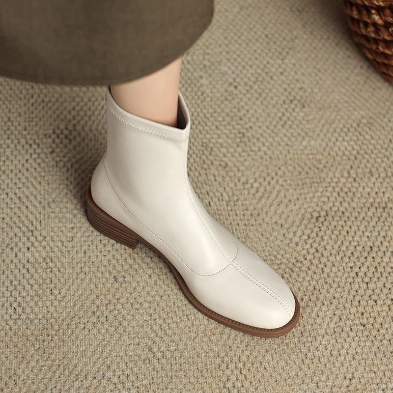 

Krazing Pot PU модная обувь осень-зима ботинки челси на низком каблуке с круглым носком сохраняют тепло размер 43 европейские удобные ботильоны 43 слоновая кость