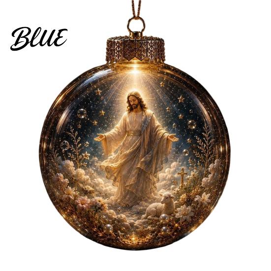 Transparent Christmas Sphere Light Flat 3D with Ball Ornament Gifts Lighted Warm LED Winter Decorative