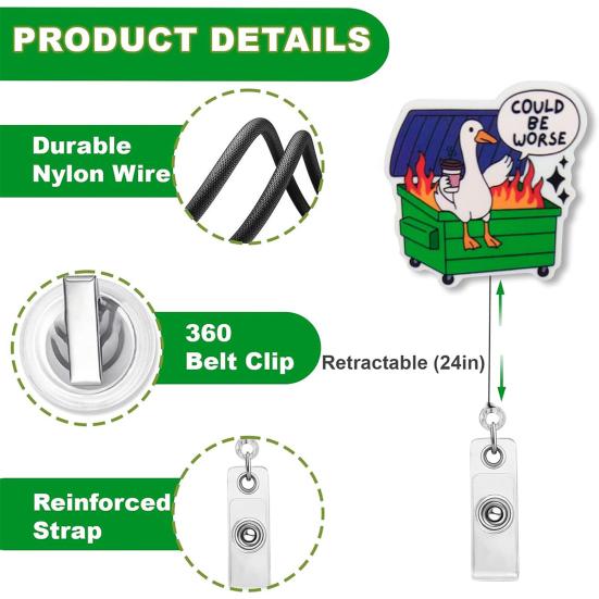 ID Badge Holder with Clip Retractable Card Holder for Name Tags Keys Masks Portable Easy Pull Badge Holder for Work School Events