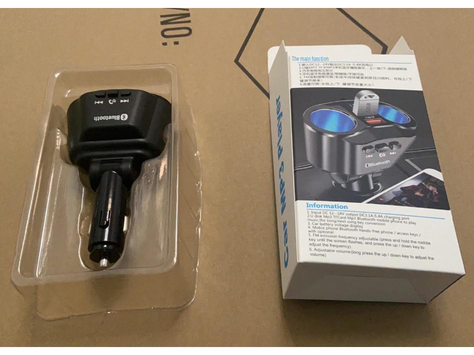 New Multi-function MP3 Bluetooth USB Player with Dual Cigarette Lighter & 66W Fast Charging Car Charger