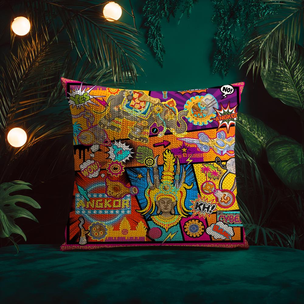 Oriental Classical Buddha Statue Print Cushion Cover Silky Elegant Comfort Sofa Bed Invisible Zipper Beach Pillowcase
