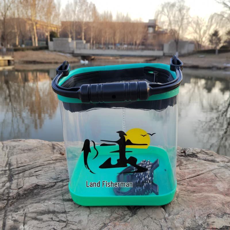 Transparent Foldable Fishing Bucket with Rope for Live Fish and Bait
