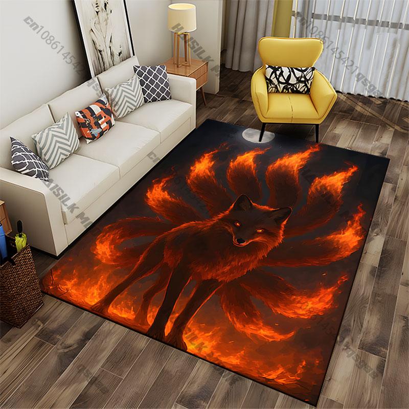 Fire Spirit Mystical Fox Carpet Yoga Living Room Room Decor Children's Crawling Mat Doormat Area Rug Games Mat