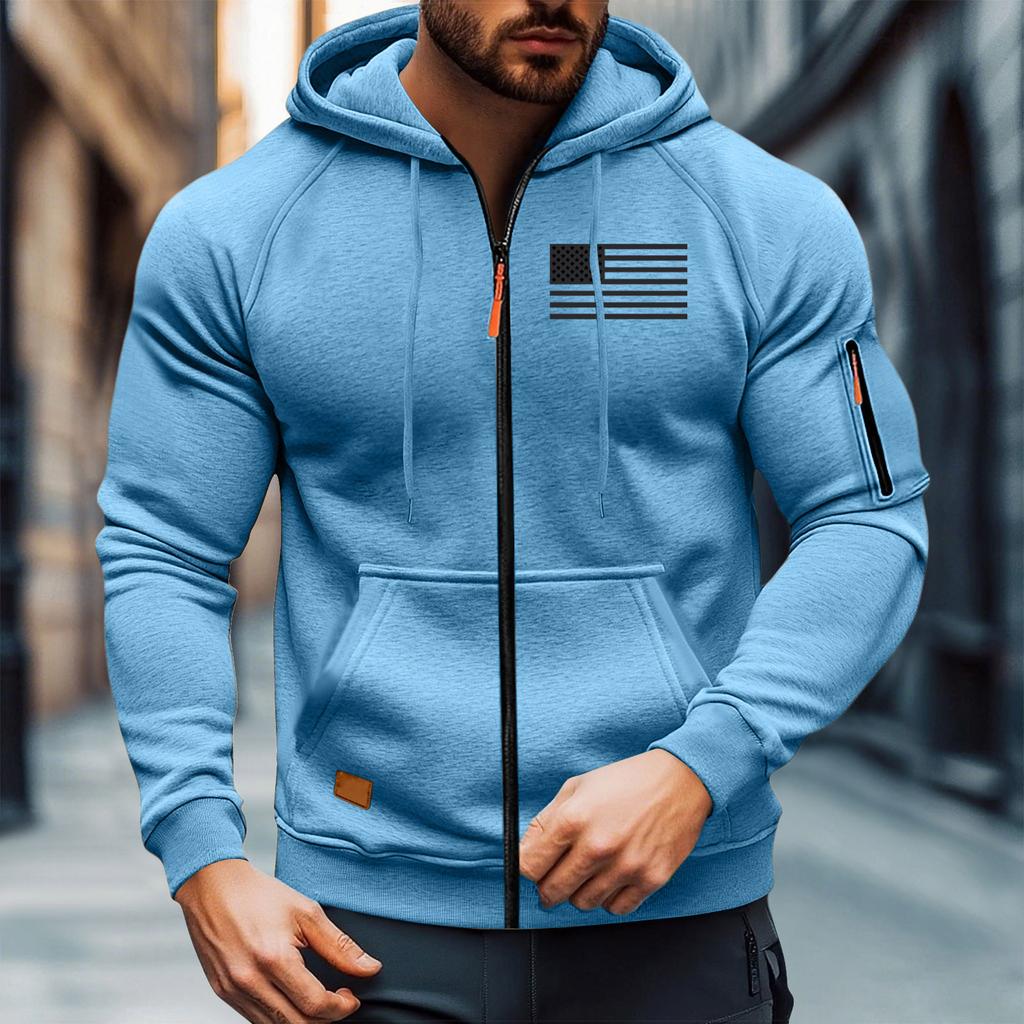 Men's  Leisure  Long Sleeves  Zipper  Hooded Hood  Hoodie  Coat  Hooded Hood