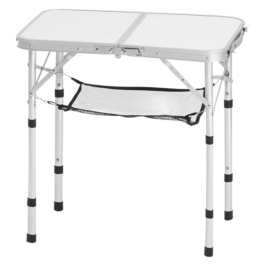 VEVOR Folding Camping Table, Adjustable Height Portable Side Tables, Aluminum MDF Beach Table with Mesh Layer, Carrying Handle
