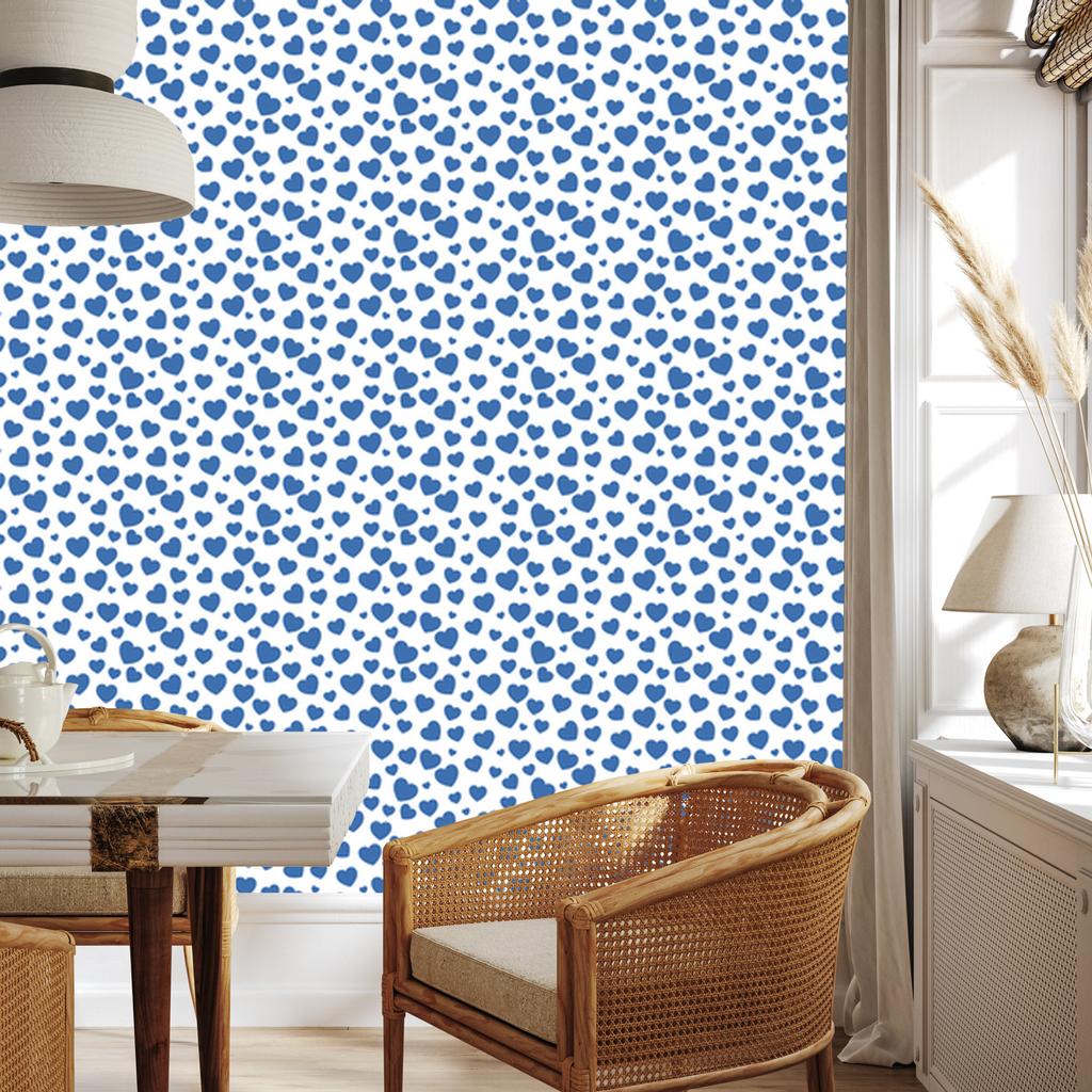 Heart Wallpaper White, Azure and Blue 50x1000
