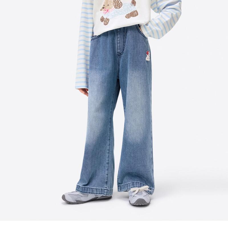 Girls  Cartoon Badge Straight-Leg Jeans 130