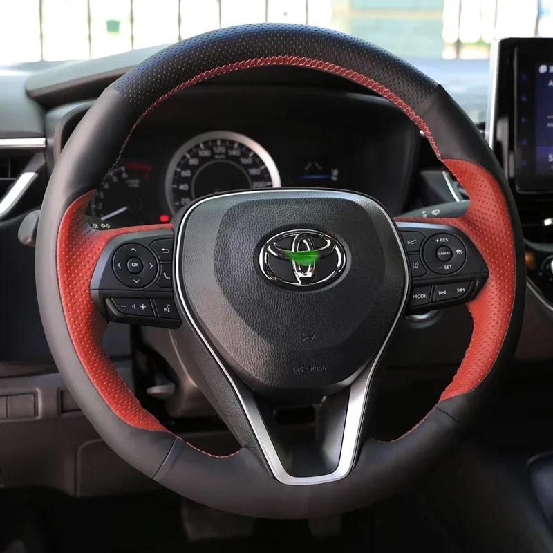 

Customized Hand Sewing Car Steering Wheel Cover for Toyota Camry Avalon Corolla Highlander Wildlander Leather Car Accessories красный