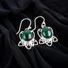 925 Sterling Silver Malachite Gemstone Trendy Jewelry Earrings 1.70" For Women EE-40-24