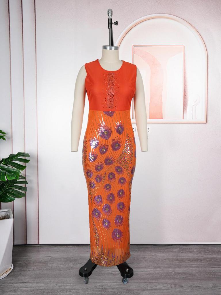 African Print Vest Dress: Women's Fashion Commuting Hip-Hugging Skirt, European and American Style.