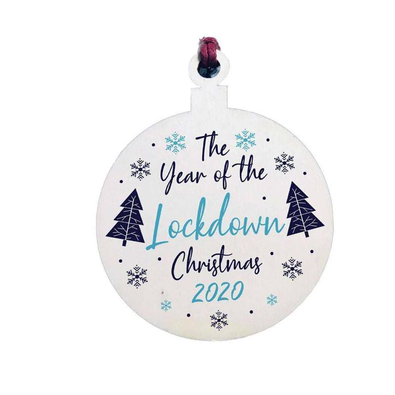

Gift Decorations Christmas Hanging Bauble Wooden The Year Of The 2020 Lockdown Blue