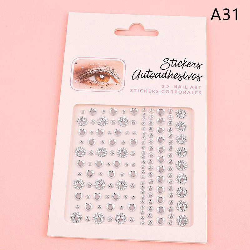 1Sheet Eye Body Face Gems Jewels Pearl Rhinestone Stickers Self Adhesive Crystal Rainbow Makeup Diamonds Face Decoration Sticker