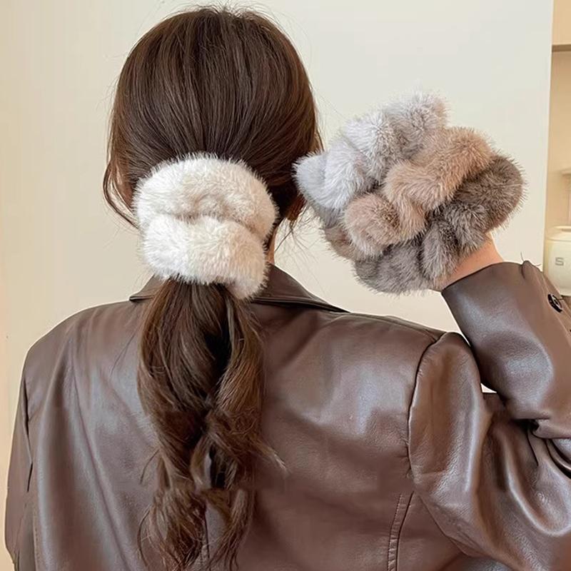 Autumn Winter Versatile Plush Hair Rope For Women Exquisite Simulation Mink Headband Scrunchies  Hair Accessories Gifts