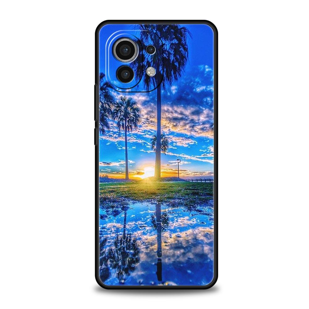 Handyhülle für Xiaomi Mi 15 14 14T 13T 12T Pro 12 13 11 Lite 5G 11T X6 X5 Pro Hülle Sommerstrand-Szene bei Sonnenuntergang auf dem Meer Palme