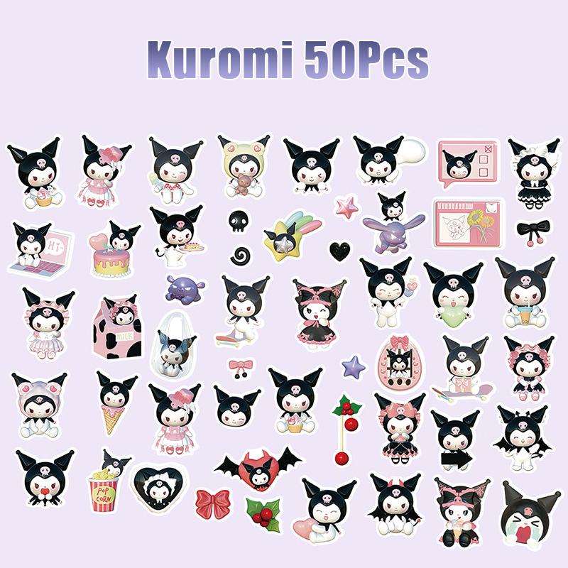 50 100Pcs Sanrio Laptop Stickers Cartoon Hello Kitty Cinnamoroll Kuromi Melody Cute Suitcase Guitar Waterproof Sticker Toys