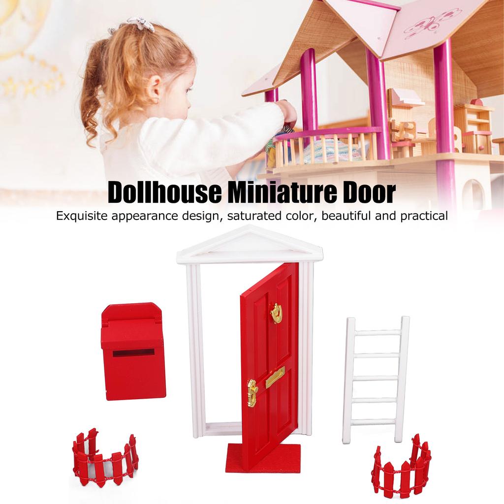Wooden Door Set Exquisite Workmanship Vivid Details Saturated Color Tiny Wooden Tooth Fairy Door for 1:12