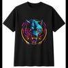 Wolf Skull Neon Glow Mens T-Shirt Gothic Black 100% Cotton Alternative Printed