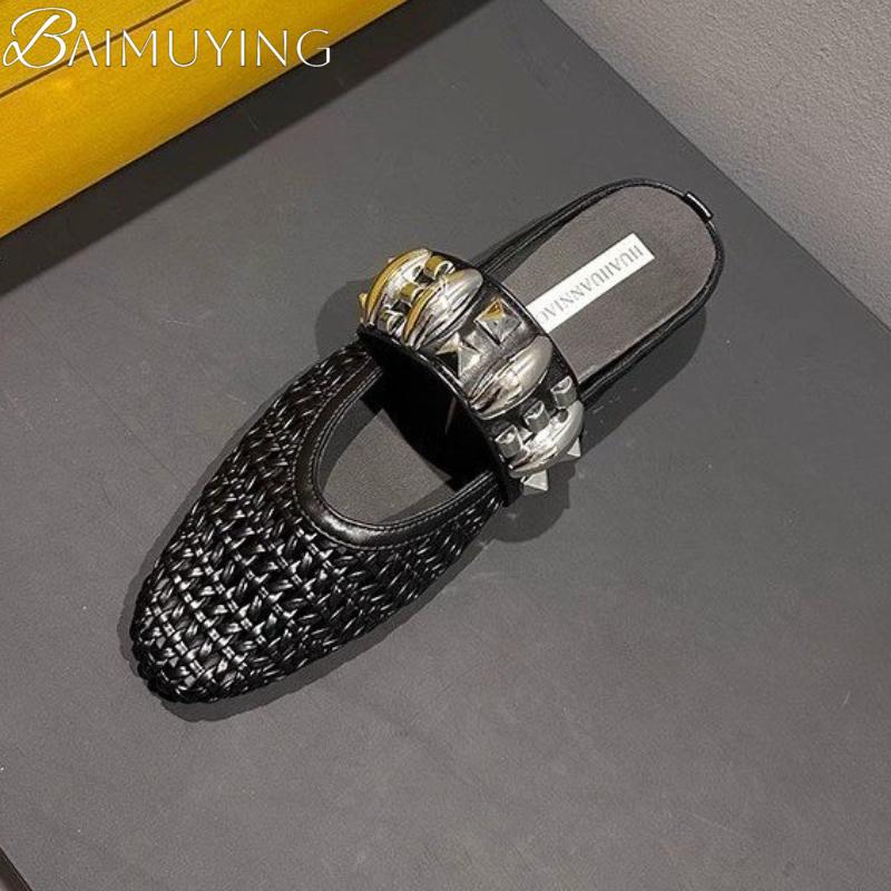 Fashion Women Flats Mules Shoes Fashion Luxury Summer Slippers New Sandals Trend 2025 Casual Slingback Woman Flip Flops Sandalias Mujer
