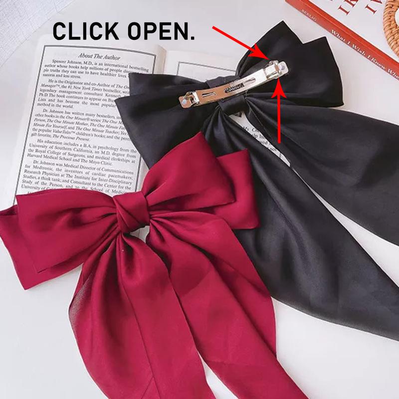 Korean Version Of Large Ribbon Bow Hairpin Wine Red Bow Hair Accessories Spring Chuck Flower Headdress