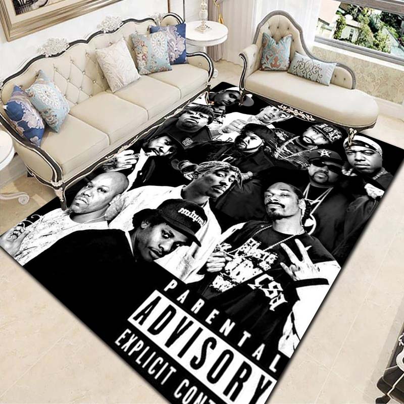 Tappeto con Stampa Leggenda Rapper Hip Hop Tappetino Antiscivolo per Pavimento Tappeto con Ritratto Vintage per Soggiorno Camera da Letto Decorazione Casa Regalo per Fan