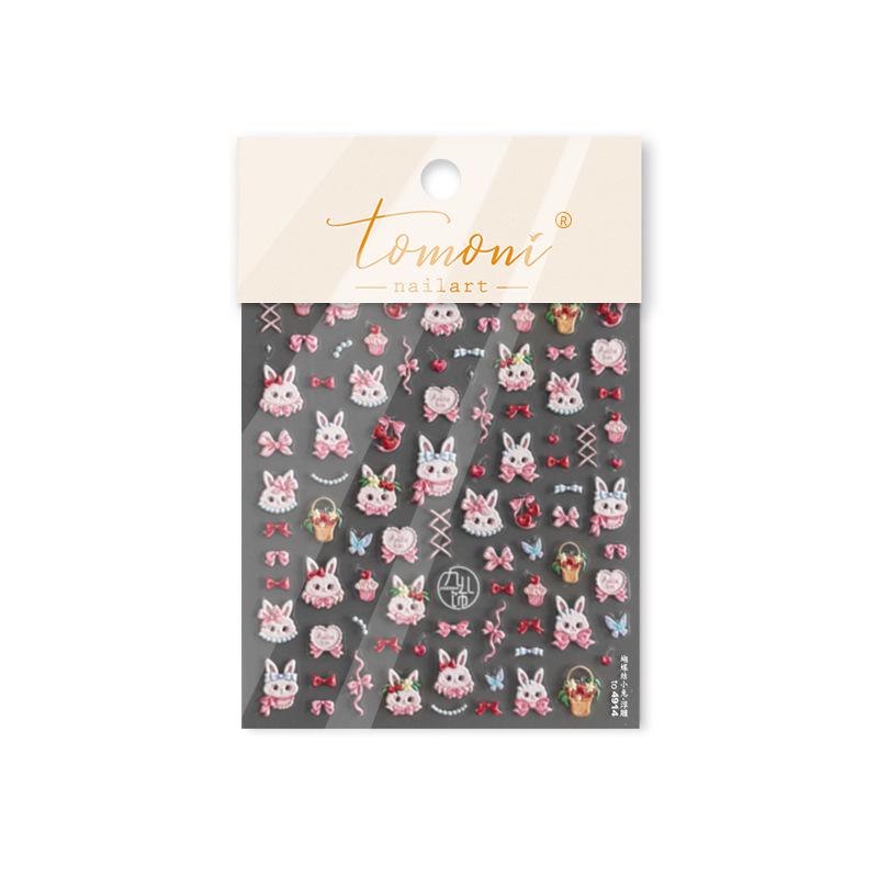 

Наклейки для ногтей Tomoni 3D с тиснением в виде бантика и кролика - Популярные японские аксессуары для нейл-арта