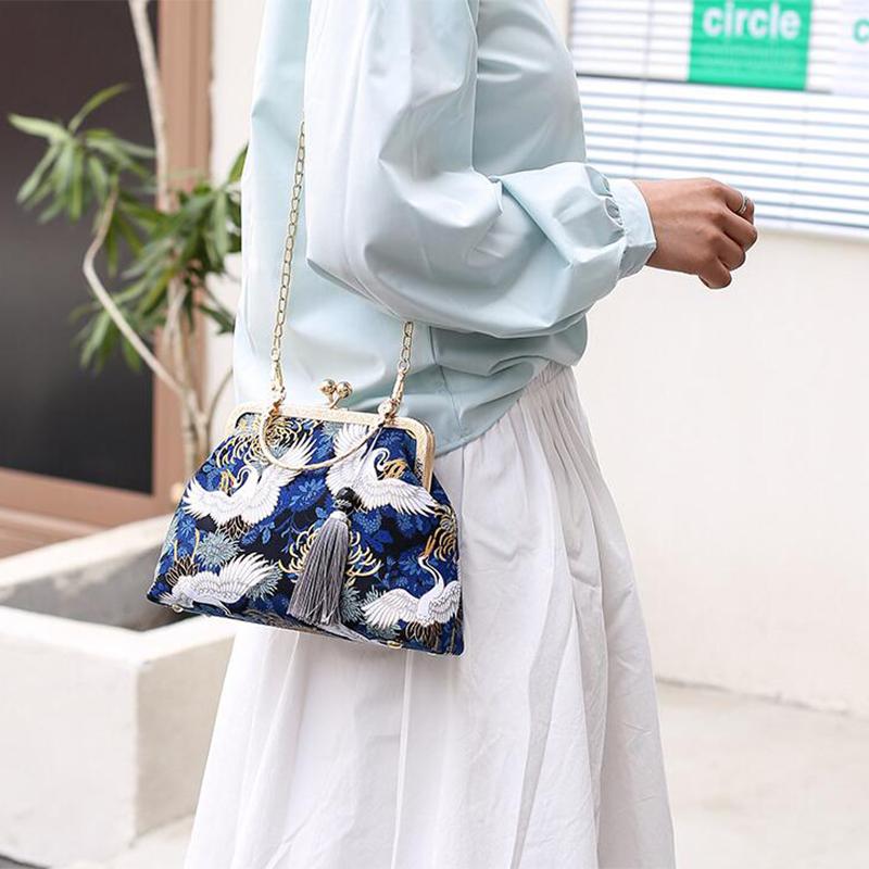 Chinesischer Stil Muschel Taschen Kette Damen Schulter Crossbody Handtaschen Vintage Ein Schulter Antiker Stil Mit Cheongsam Tasche