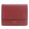 Small Folded Multifunction Tri-fold Wallet Red Leather Women Used