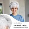 Short Grey Wigs for Older Women Layered Curly Grey Wig with Side Part Bangs