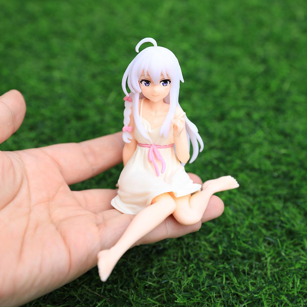 New Anime Wandering Witch: The Journey Elaina Figure PVC Pajama sitting posture Model Toys Computer central control pendant