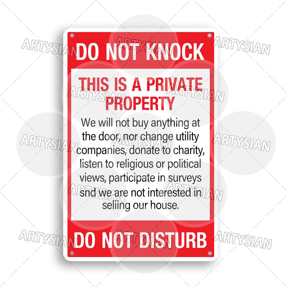 Private Property Waring Metal Sign No Trespassing Do Not Knock No Public Access Stop Boundary Line Private Restricted Road