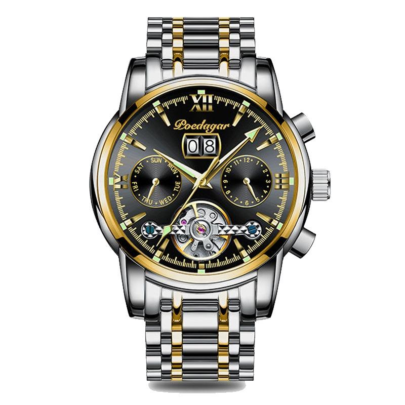 POEDAGAR Business Watch Men Luxury Fashion Stainless Steel Sport Watches Masculino