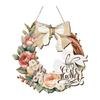 Wooden Easter Decors Rabbit Sign With Spring Floral Designs Perfect For Party Decorations And Creating Cheer